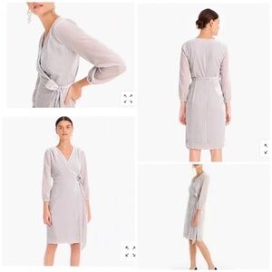 J. Crew Silver Velvet Wrap Dress in silver grey size 8